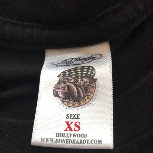 Vintage Don Ed Hardy by Christian Audigier T-Shirt XS Black Shirt Sleeve Tee - Picture 11 of 12